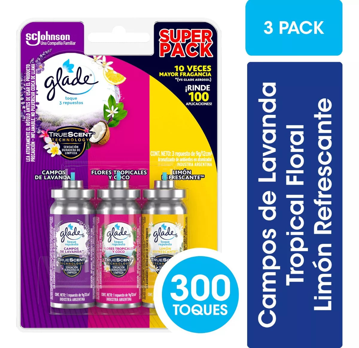 Repuesto Aromatizante Glade Super Pack Toque 3 Un