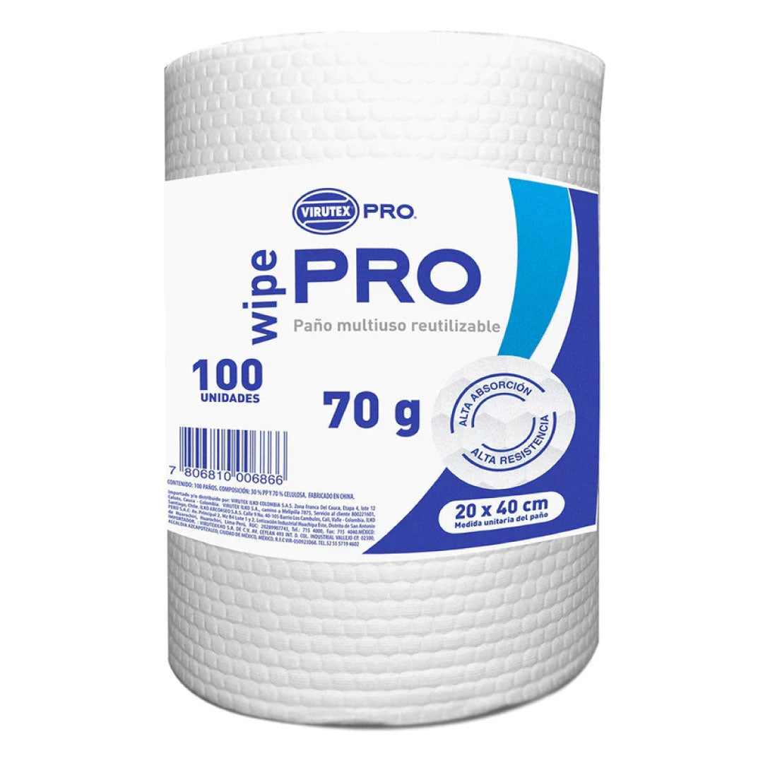 Paño Multiuso 20x40 Reutilizable Virutex Pro Wipes