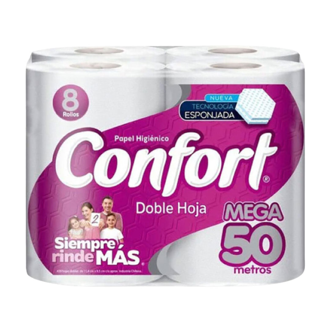 Papel Higienico Confort DH Mega 50 mt x 08 Rollos