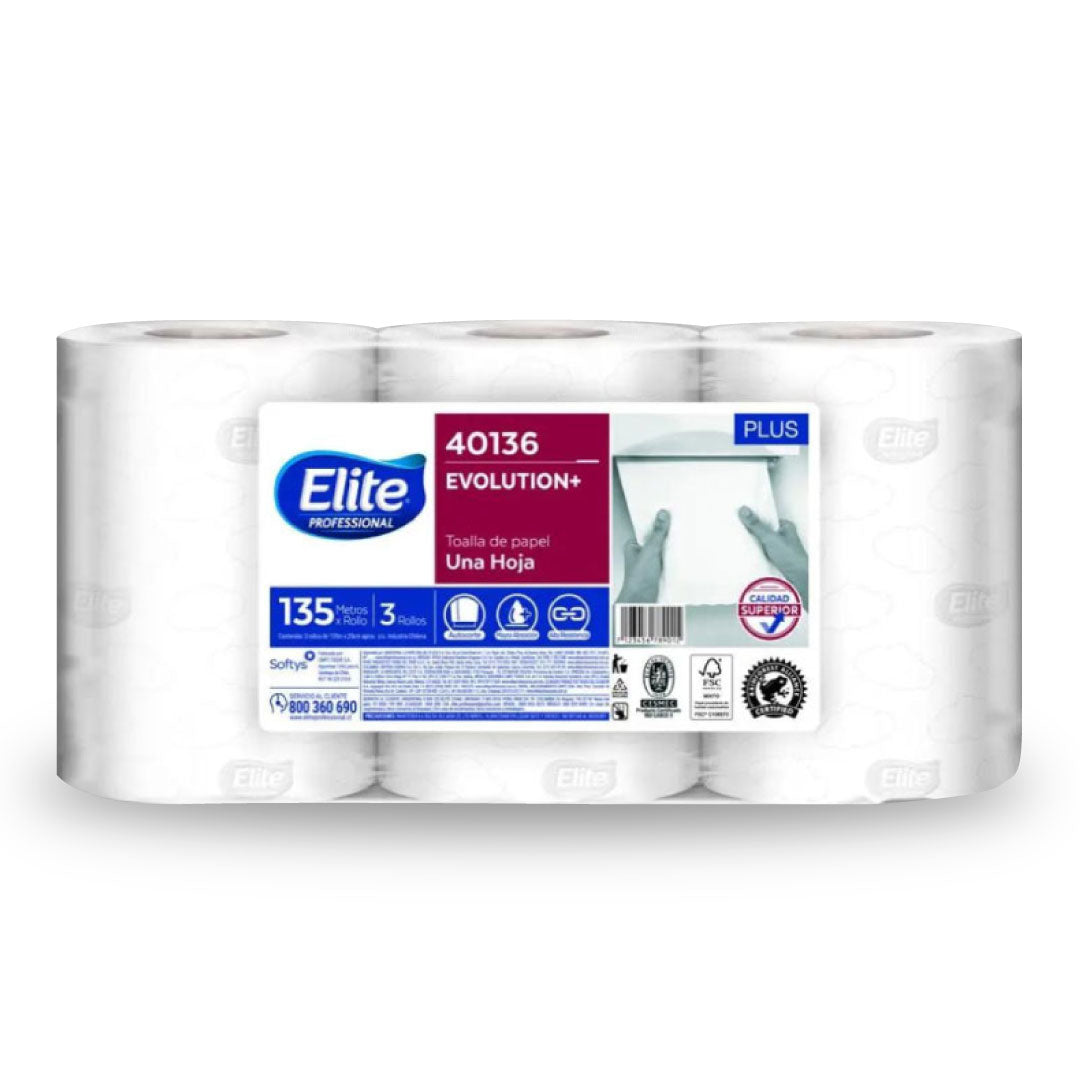 Toalla de Papel Elite Evolution AutoCorte 135 Mt x 3 Un